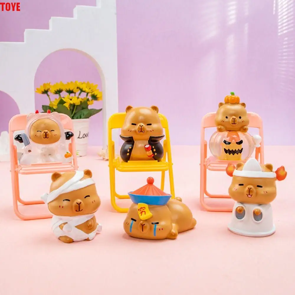

Random Type Capybara Anime Figure Halloween Style Witch Capybara Figure Toys Pumpkin Ghost Capybara Resin Model Birthday Gift