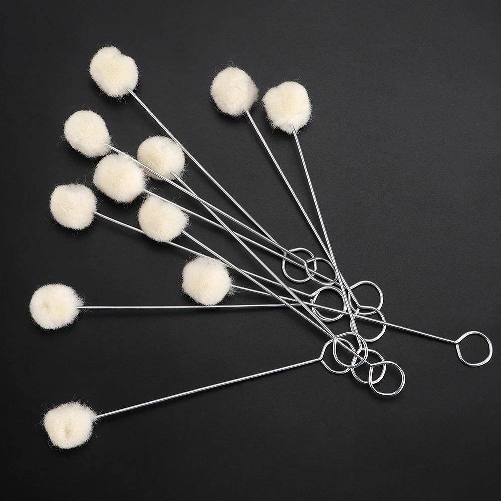 20/60/100/200pcs Wool Ball Brush DIY Daubers Assisted Dyeing Round Wools Brush With Metal Handle For Textile leather Leather Too