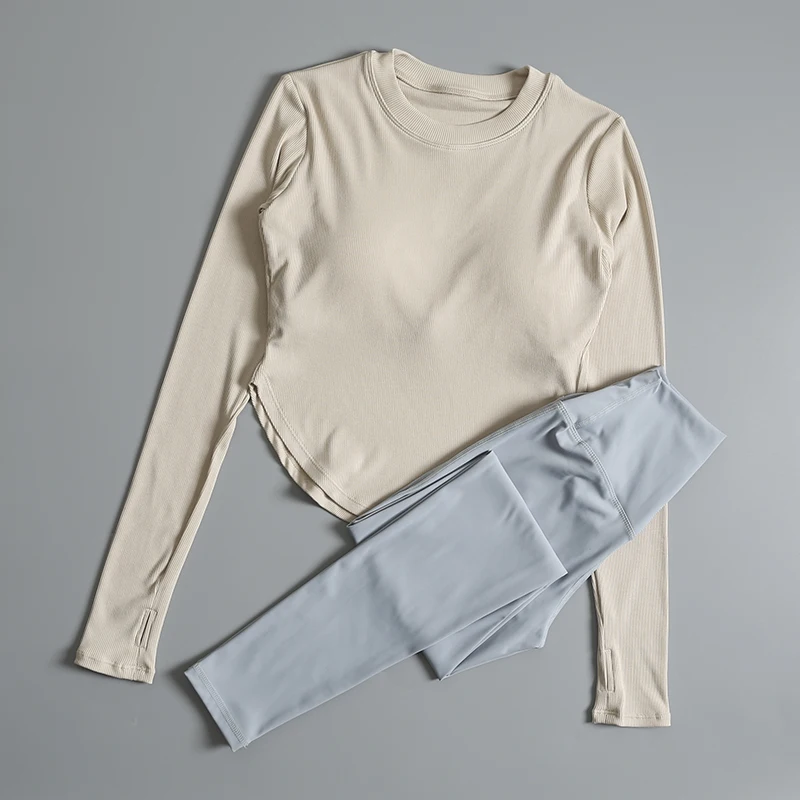 

Yoga suit women's spring and summer running sports tight training suit long sleeve Pilates training professional fitness suit