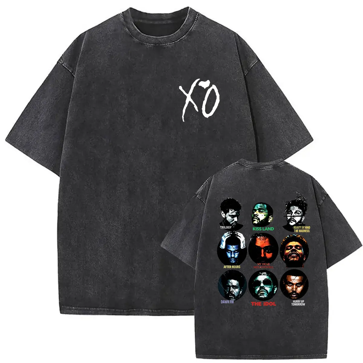 Vintage Washed The Weeknd After Hours Til Dawn Stadium European Tour 2026 T-Shirts Herren Hip Hop Kurzarm T-Shirt Streetwear – Detail 3