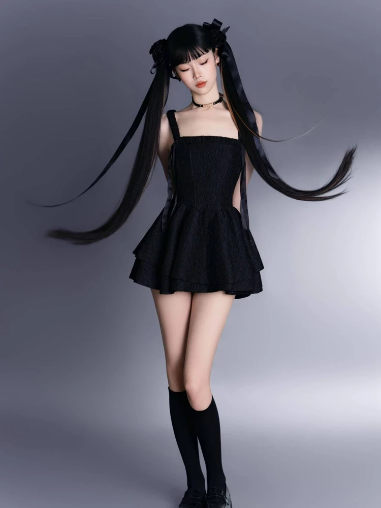 

New Black Portrait Photography Clothing Sweet Cool Girl Simple Pure Desire Style Art Photo Photography Studio Theme Female Fa...