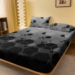 1 Piece of Stacked Hexagonal Patterned Matte Bedsheet, Bedroom Printed Bedspread, Bedding (Excluding Pillowcases)