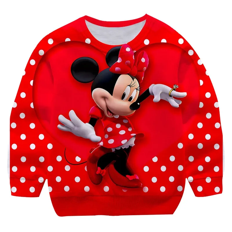 Autumn Spring Boys Girls Mickey Mouse Sweatshirts Cotton Long Sleeve Children's Clothes Kids Minnie Mouse Sweatshirts Tops