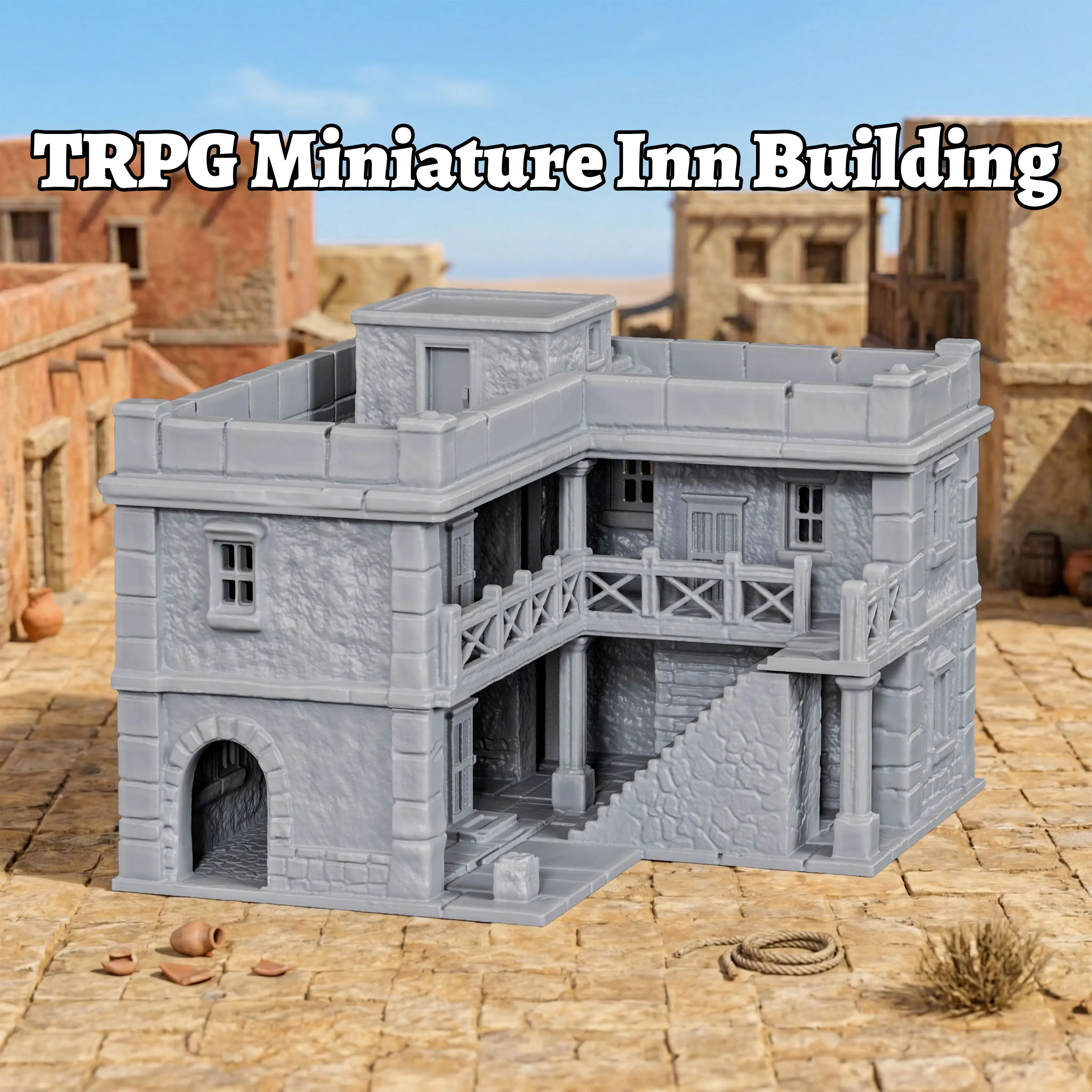

Miniature Fantasy Inn Building - TTRPG Terrain Model, 25-32mm Scale, Tabletop Accessory, Collectible Gift for RPG Scenery