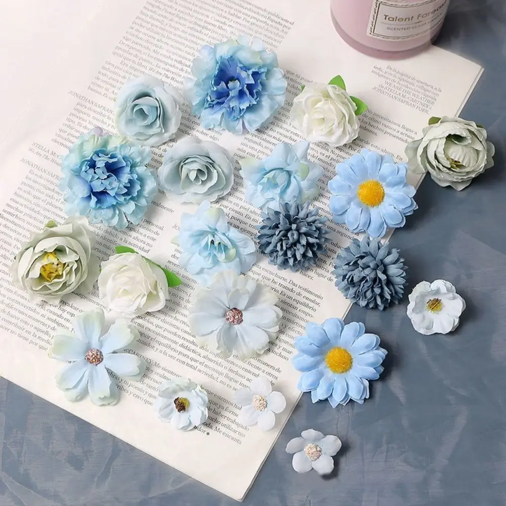 20Pcs Handmade Silk Fake Flower Material Set Artificial Flowers Material Set Hanfu Headdress DIY Material