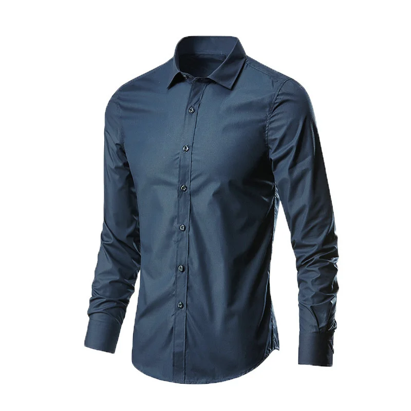 Camisas de negócios slim fit para homens, vestido formal, moda coreana, blusa social, luxo