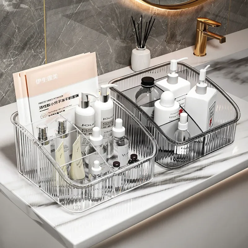 5 Grid Cosmetics Storage Box Multi-compartment PET Transparent Cosmetic Tools Table Desktop Pen Holder Storage Organizer