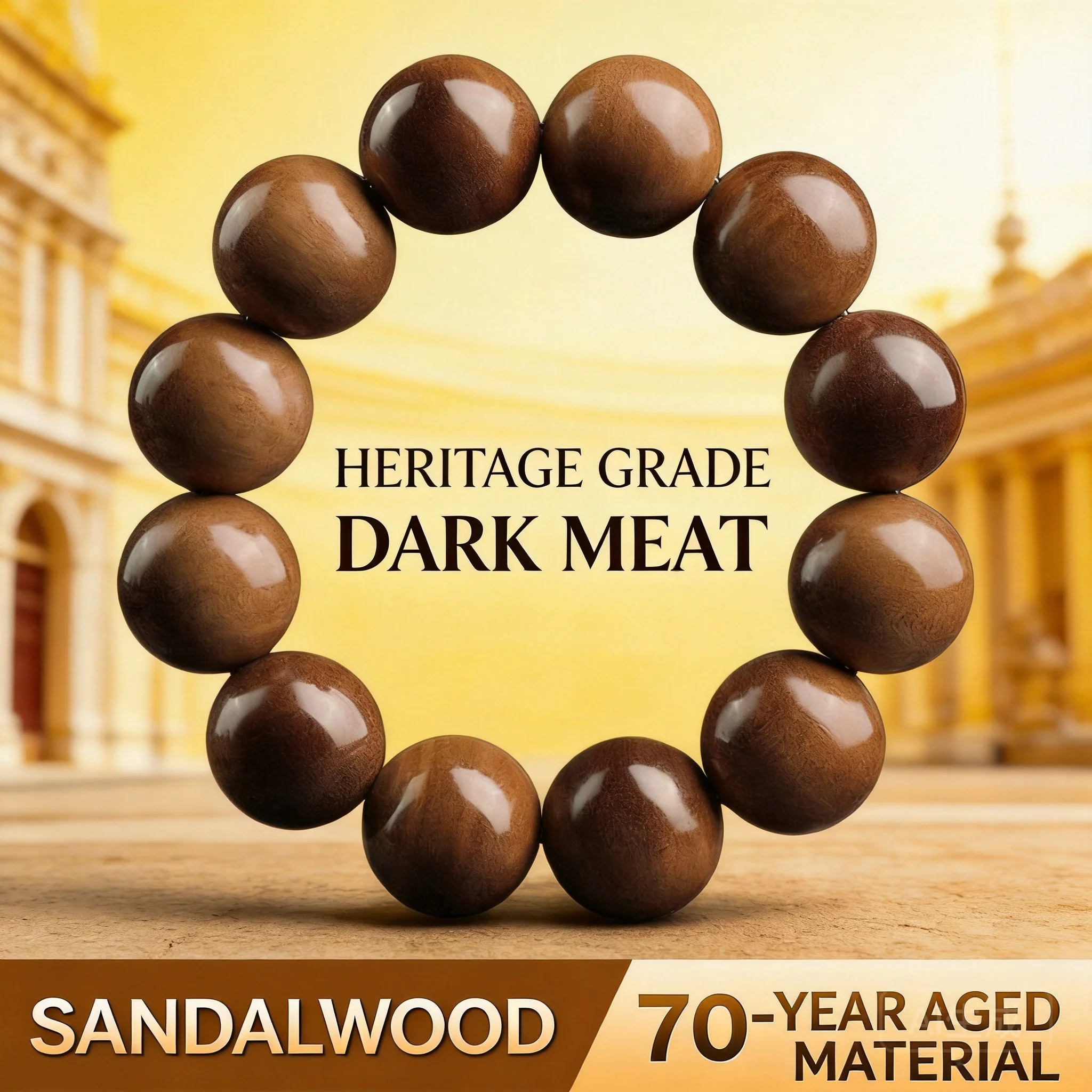 

Sandalwood Beaded Bracelet For Meditation Prayer Wenwan Collection Authentic Indian Old Mountain Black Meat 70 Years Aged Sandal