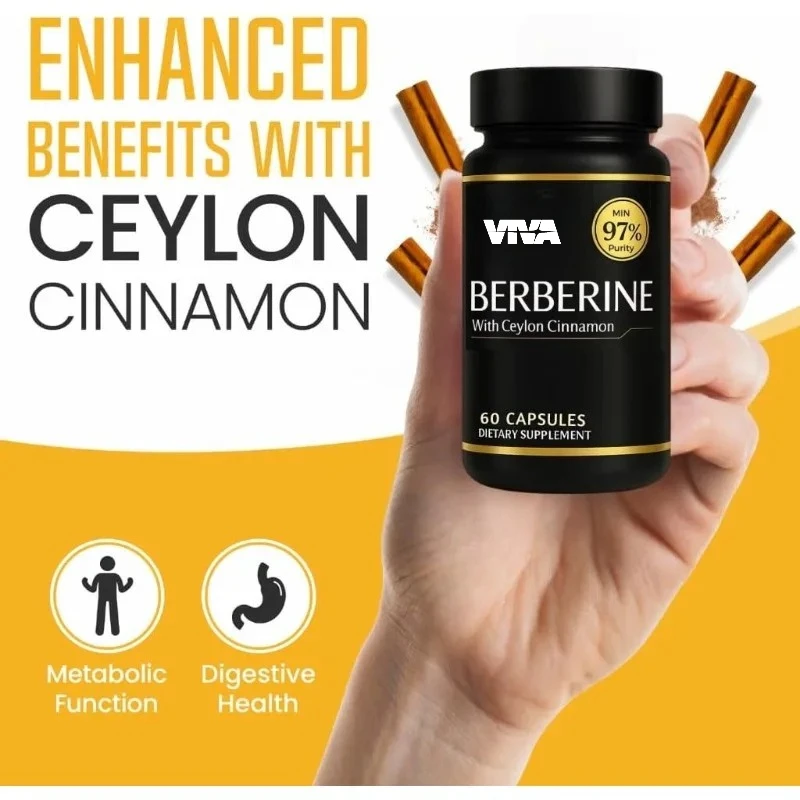 Ceylon cinnamon berberine 1200mg (60 capsules) - purity 97% - non GMO, gluten free, vegan berberine supplement