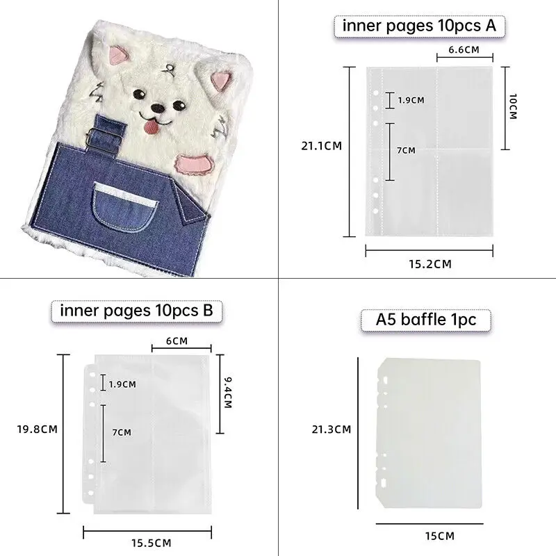 A5 Cute Samoyed Plush Photo Album Binder Idol Kpop Photocard Collection Book Paper Binder Photocard Holder Home Decor