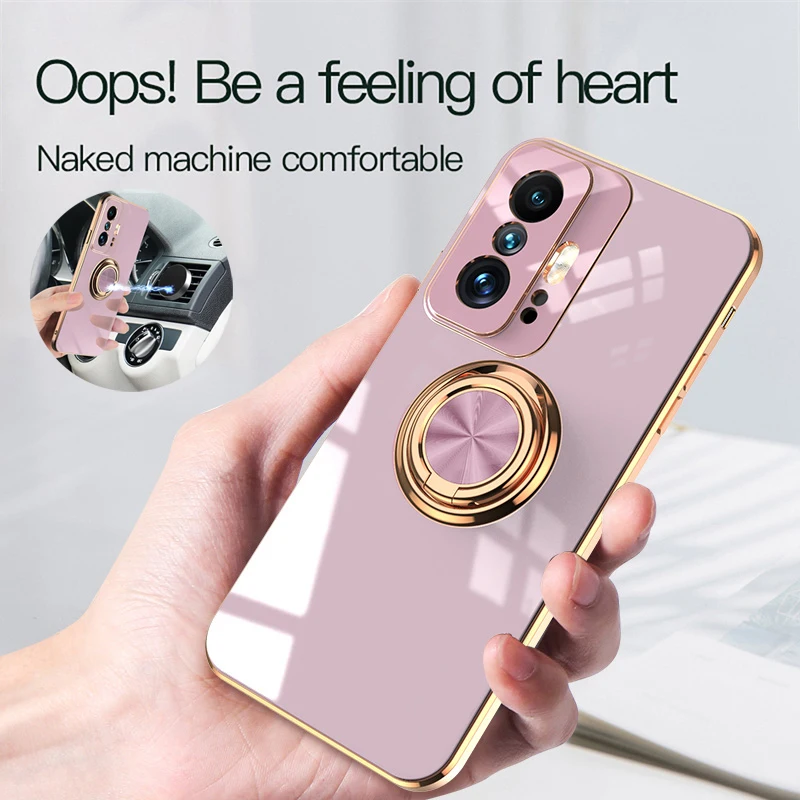 For Xiaomi 11T Pro Case Soft Plating Silicone Phone Case Fir Xiomi Xaomi Mi 11 T T11 Mi11T 11TPro Magnetic Ring Stand Back Cover