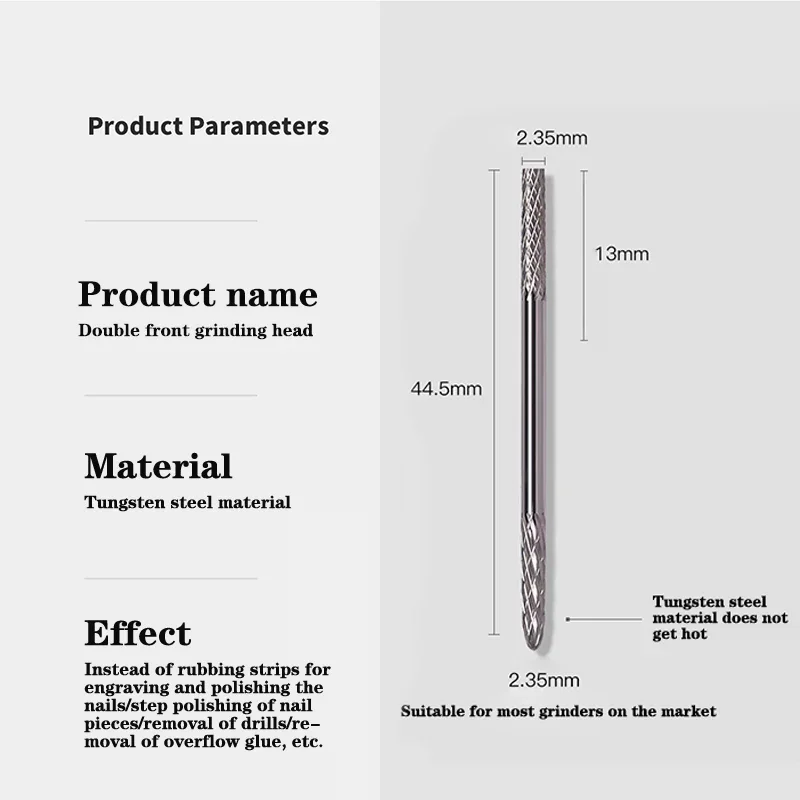 Multifunction Under Nail Drill Bit Double Ends Tungsten Carbide Sharp Nail Gel Cuticle Remover For Nail Preparation