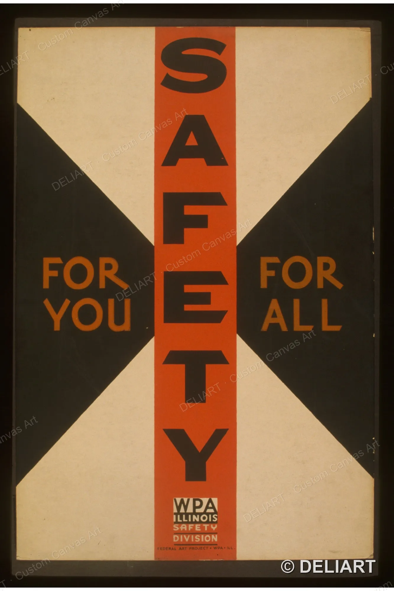 Safety for you, for all Vintage WPA Canvas Wall Art Poster Print Retro 1930s Federal Art Project Home Decor Unframed