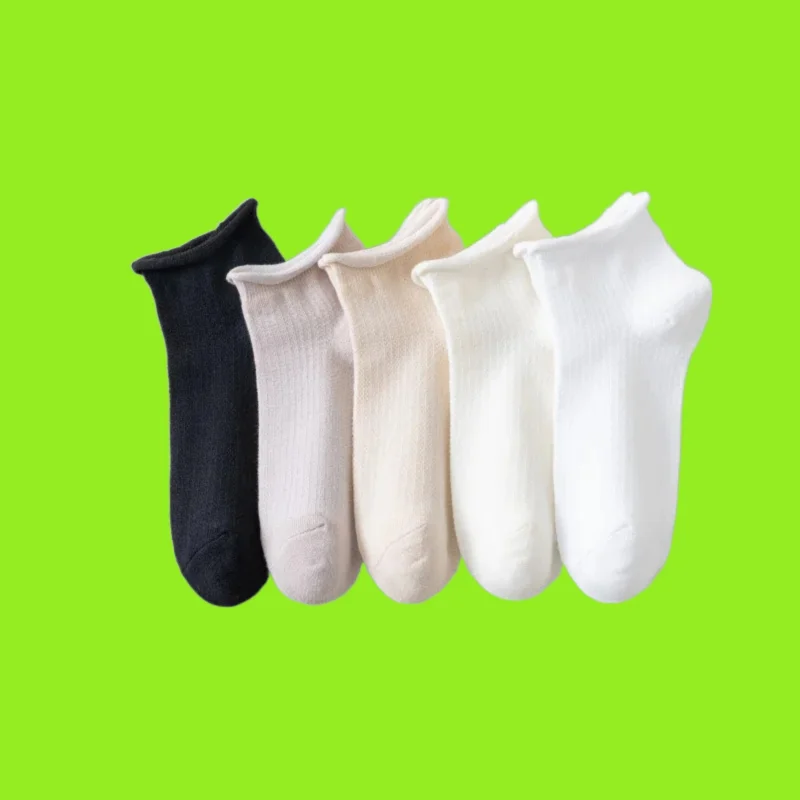 Chaussettes en coton dépistolet ant pour femmes, chaussettes respirantes, absorbant la transpiration, chaussettes à lettres jacquard, été, nouveau, 5/10, 2024 paires