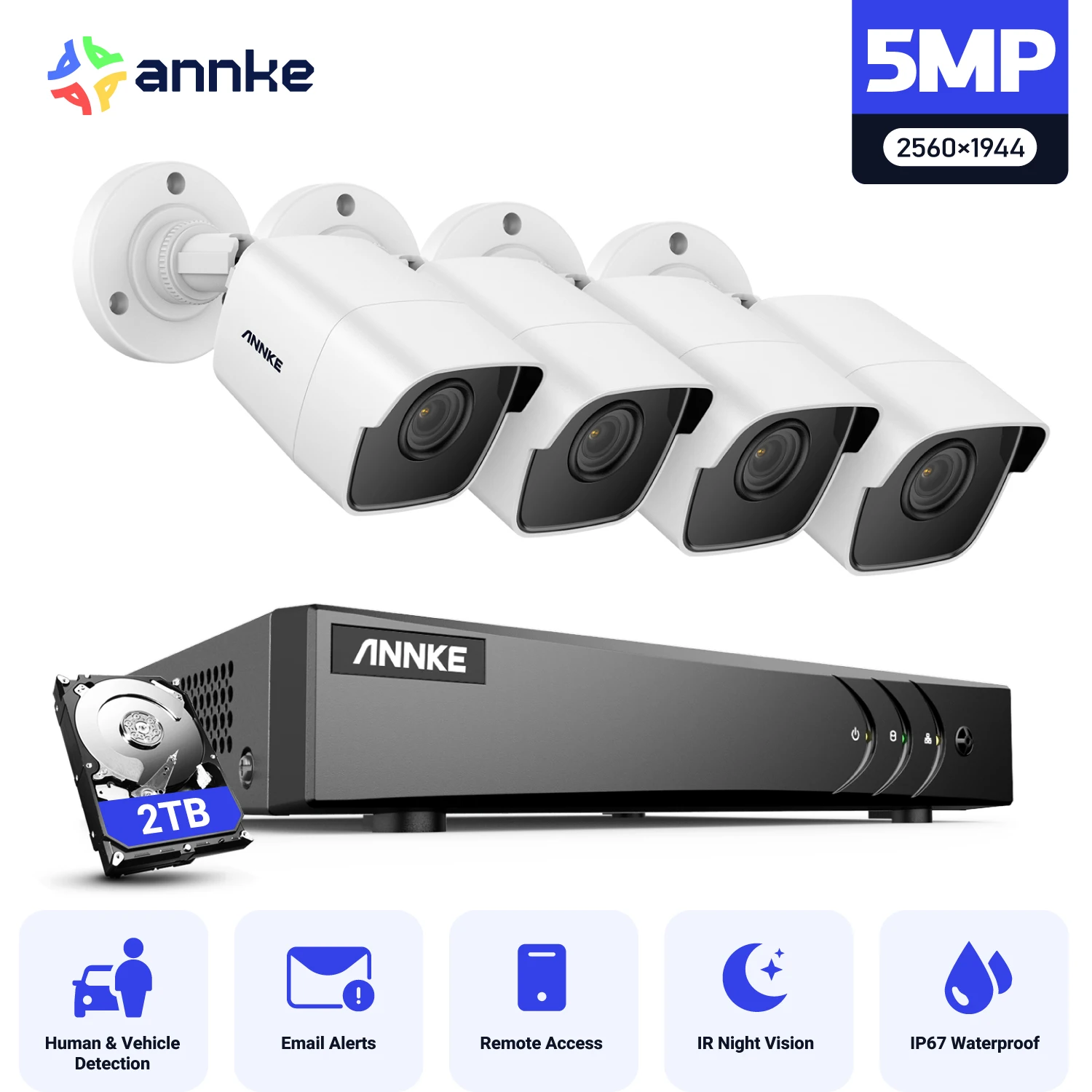 

ANNKE H.265+ 8CH 5MP DVR Security Surveillance Kits 8pcs 5MP PIR Outdoor Cameras IP67 Weatherproof DVR SECUR Camera System Alarm