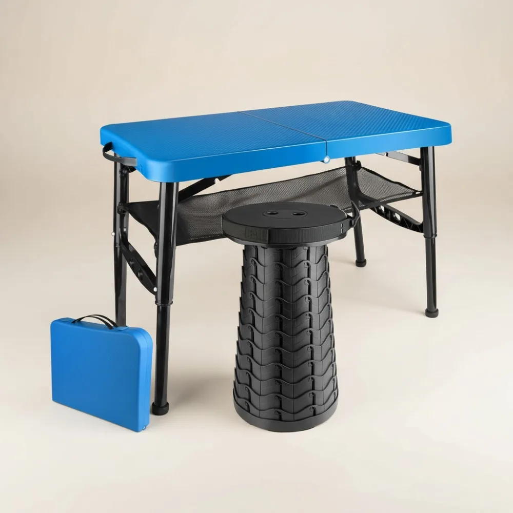 

Портативный складной стол и табурет, легкий набор для кемпинга, пикника, пляжной рыбалки с регулируемой высотой для хранения