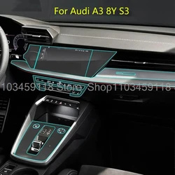 TPU Protective Film For Audi A3 8Y S3 2021 2022 Car Interior Central Console Gear Dashboard Panel Navigation Screen Accessories