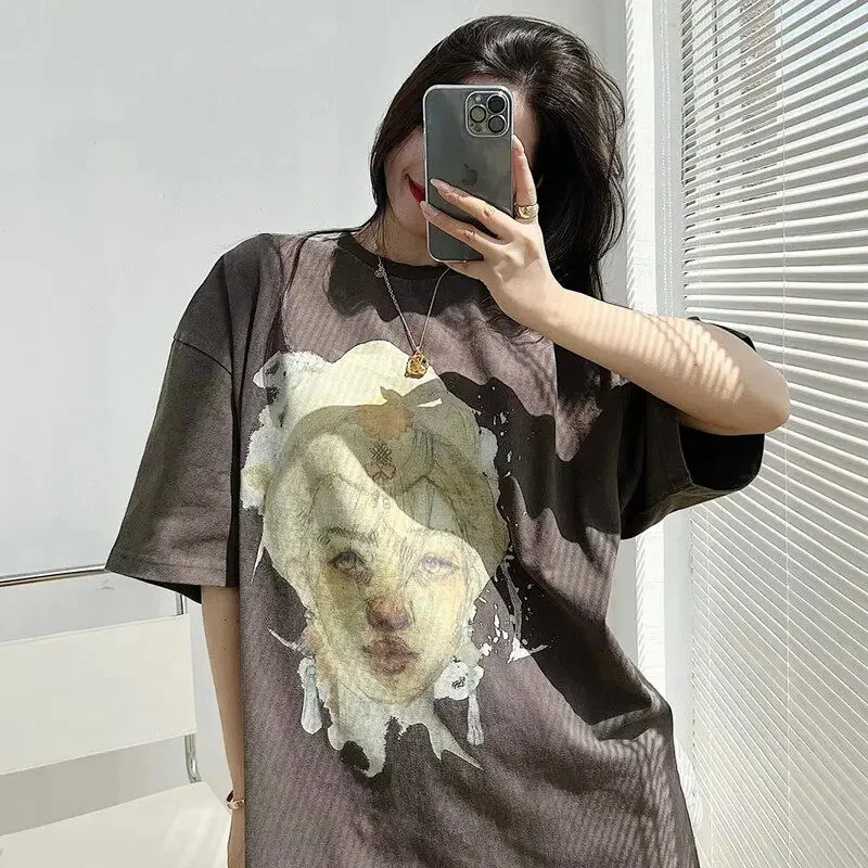 GALLERY DEPT GD FOG High Street Vintage Old Statue Print Loose Crew Neck Short Sleeve T-Shirt