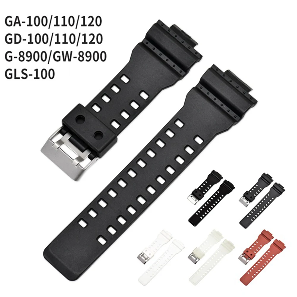 Silicone Watchband for Casio G-Shock GA 100/110/120/200/300 GD-100/110/120 G-8900 GLS-100 PU Sport Wrist Strap Bracelet Band