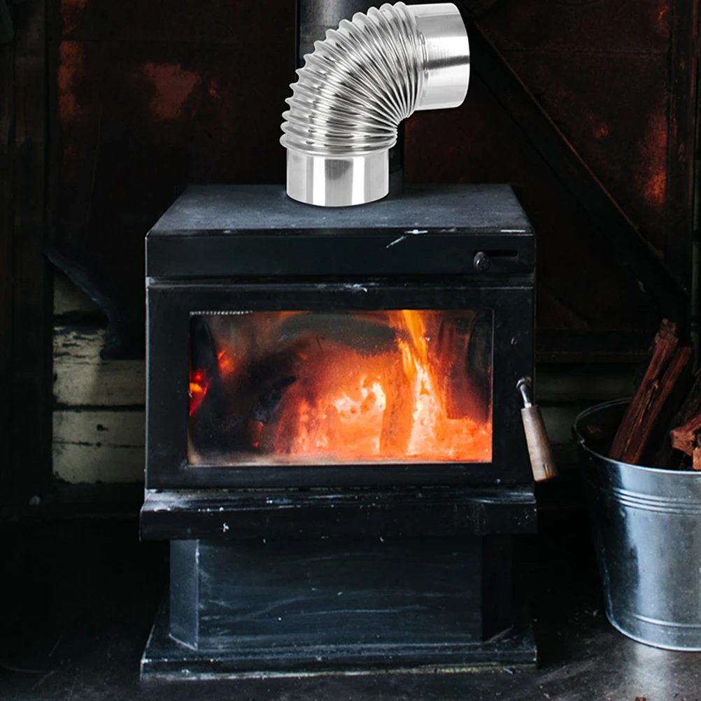 

Stainless Steel Chimney Flue 12CM Elbow Pipe Kitchen Stove Exhaust Flexible Vent Hose Durable Flame Retardant Coating Anti