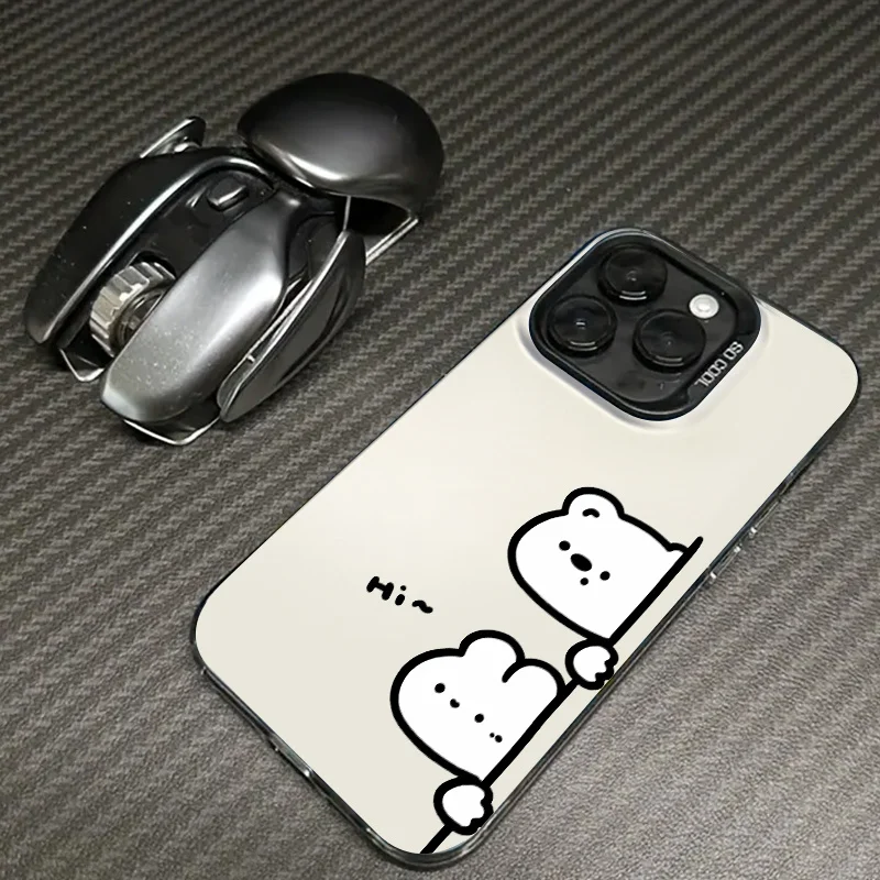 

Cute bear pattern phone case for iPhone 17 16 15 14 13 12 11 Pro/ Max/Plus shock-proof rear cover anti-fingerprint