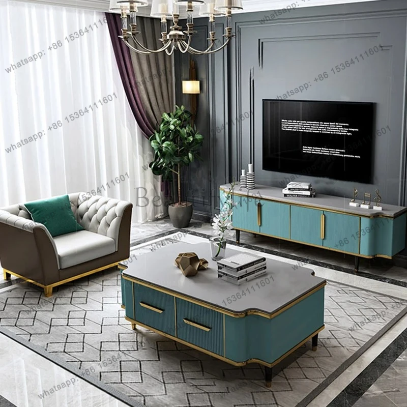 XX Modern Living Room TV Cabinet Coffee Table Combination Simple Paint Solid Wood Floor Cabinet Storage