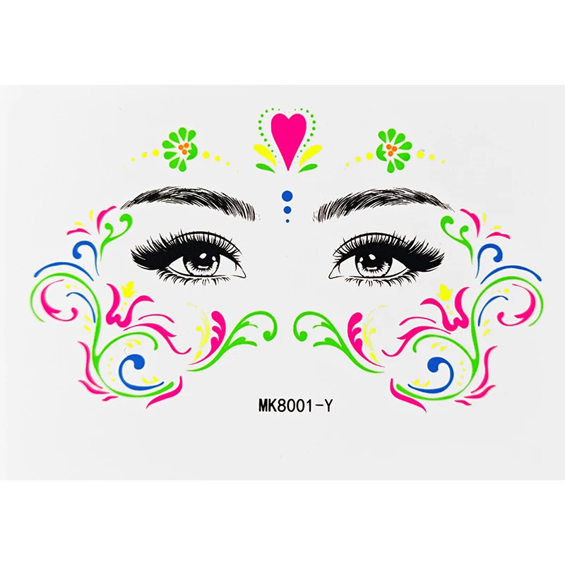 1 Sheets Luminous Tattoo Stickers Kid Adult Glitter Butterfly Flower Temporary Fake Tattoos On Face Arm Leg Makeup Party Decor