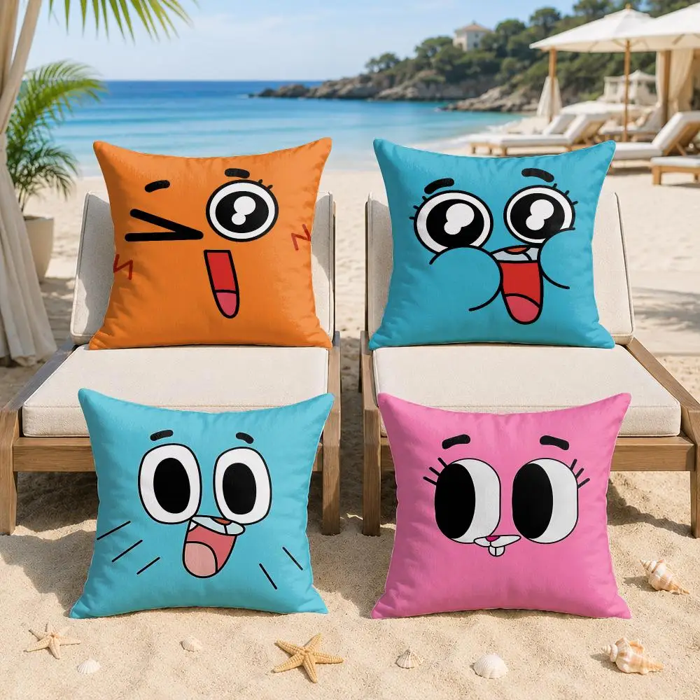 A-Amazing World Of Gumball Cushion Cover Silky Short Plush Invisible Zipper Dustproof Sofa Pillow Case For Home Decor