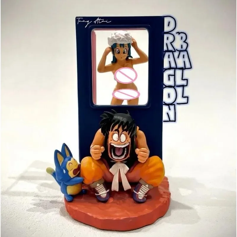 Dragon Ball Action Figures, Yamcha Peeks Bulma, Tomar Banho, Modelo Engraçado de PVC, Coleção Desktop, Ornamentos, Bonecas, Presentes Brinquedos, 9cm