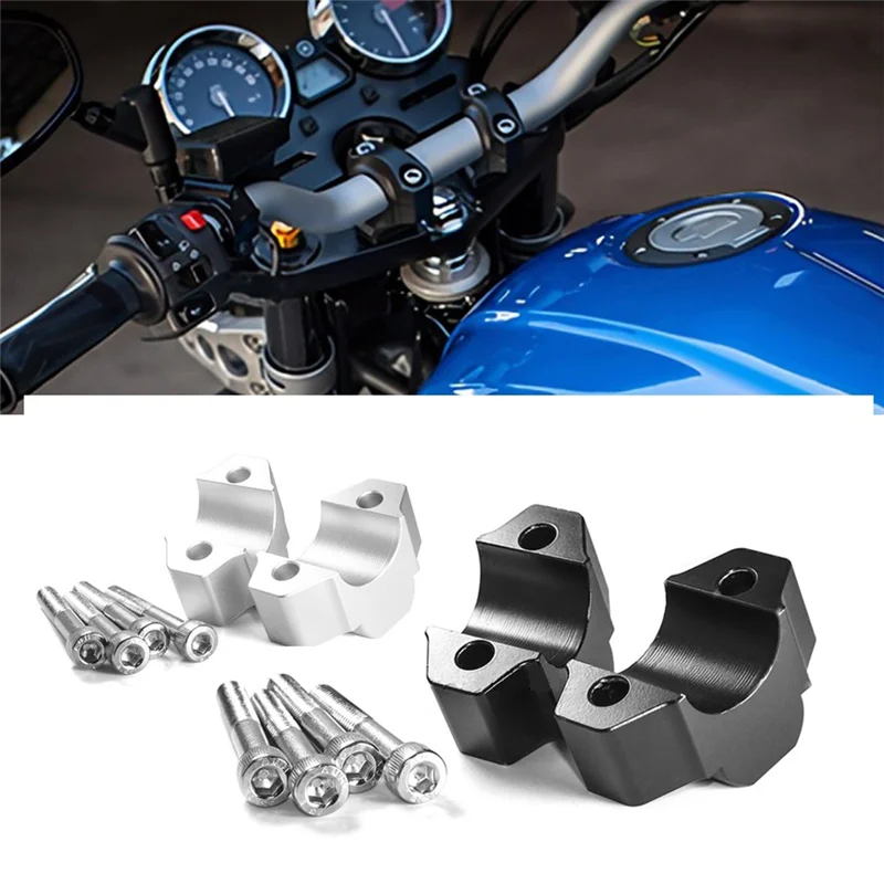 Motorcycle Accessories Handle Bar Riser Clamp Extend Handlebar Adapter Mount for Yamaha XJR 1300 XJR1300 2015- (Black)