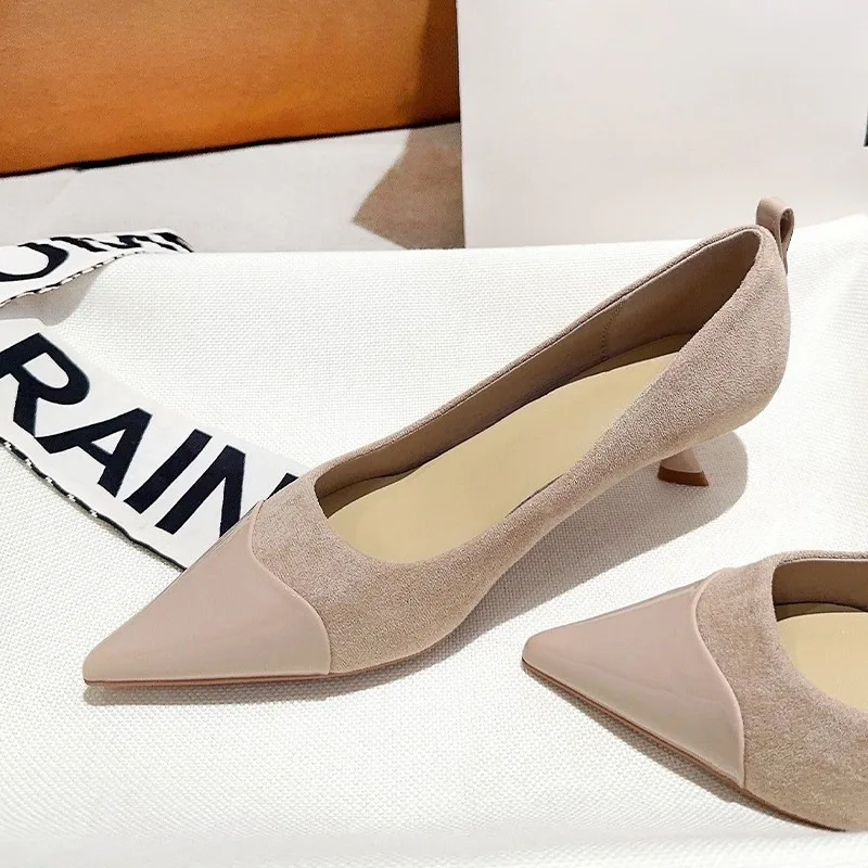 

2025 New Women's Pointed Toe Kitten Heels Comfortable Low Heel Pumps, Dressy Slip On Court Shoes For Work And Party
