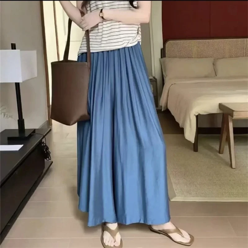 

Женская новая юбка Dopamine, брюки, большие летние тонкие корейские версии, высокая талия, широкие ноги, свободные повседневные брюки для ленивых, юбка