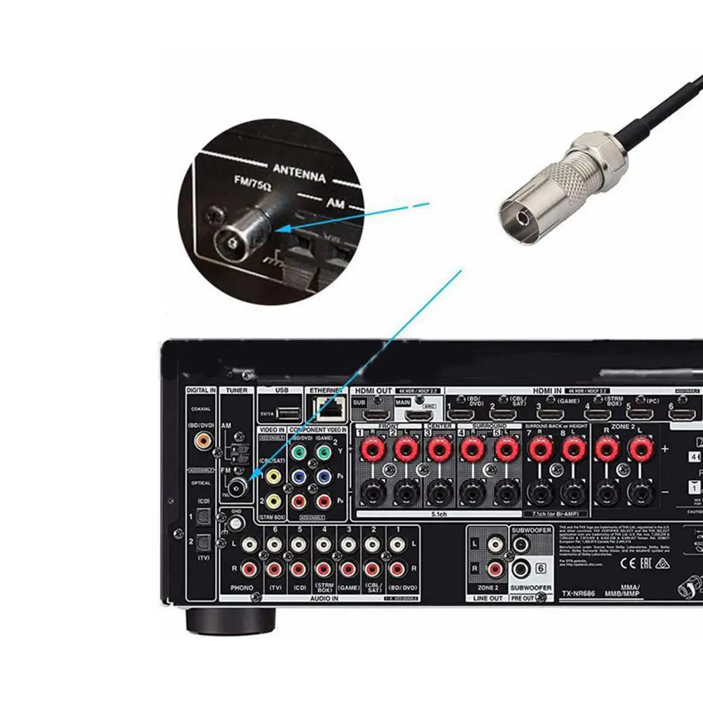 FM Radio Dipole Antenna para Casa, Receptor Estéreo, Sistema de Música, Áudio e Vídeo, Home Theater