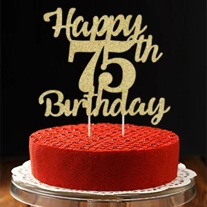 1 Stück 75. Geburtstagstorten-Topper für „Happy Birthday“, Geburtstagstorten-Topper, Tortendekoration – Detail 7