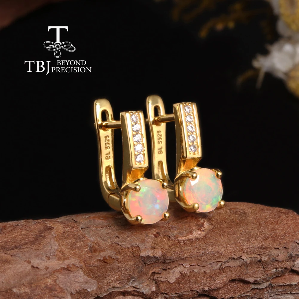 Colorful October Birthstone Natural opal earrings 925 sterling silver fine jewelry Birthday gifts for women and girls