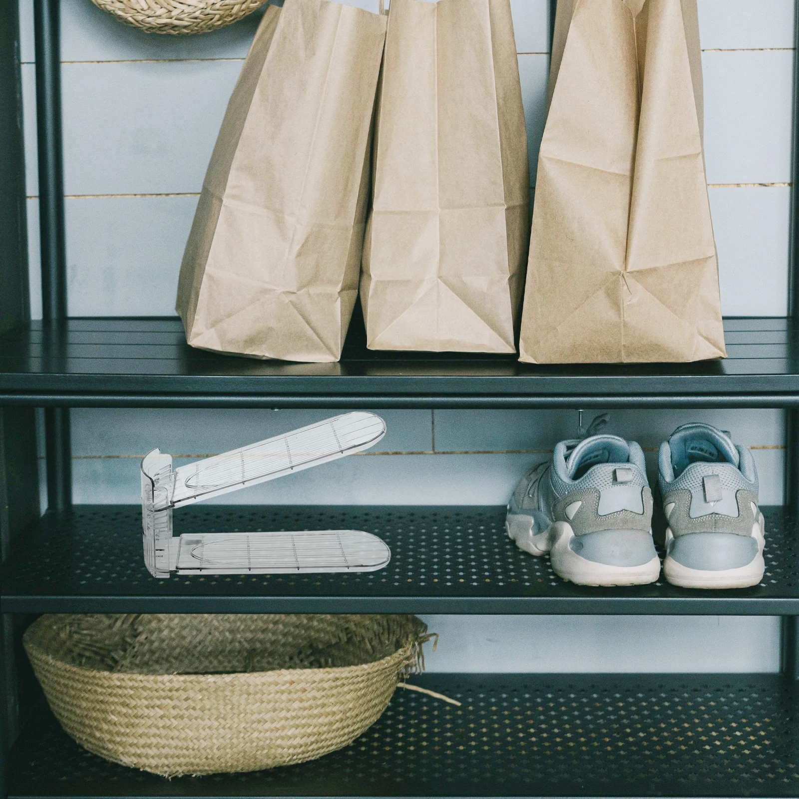 

2Pcs Shoe Storage Organizer Double Tier Shoe Rack Holder with Adjustable Height for Pumps Slippers Boots Shoes Holder