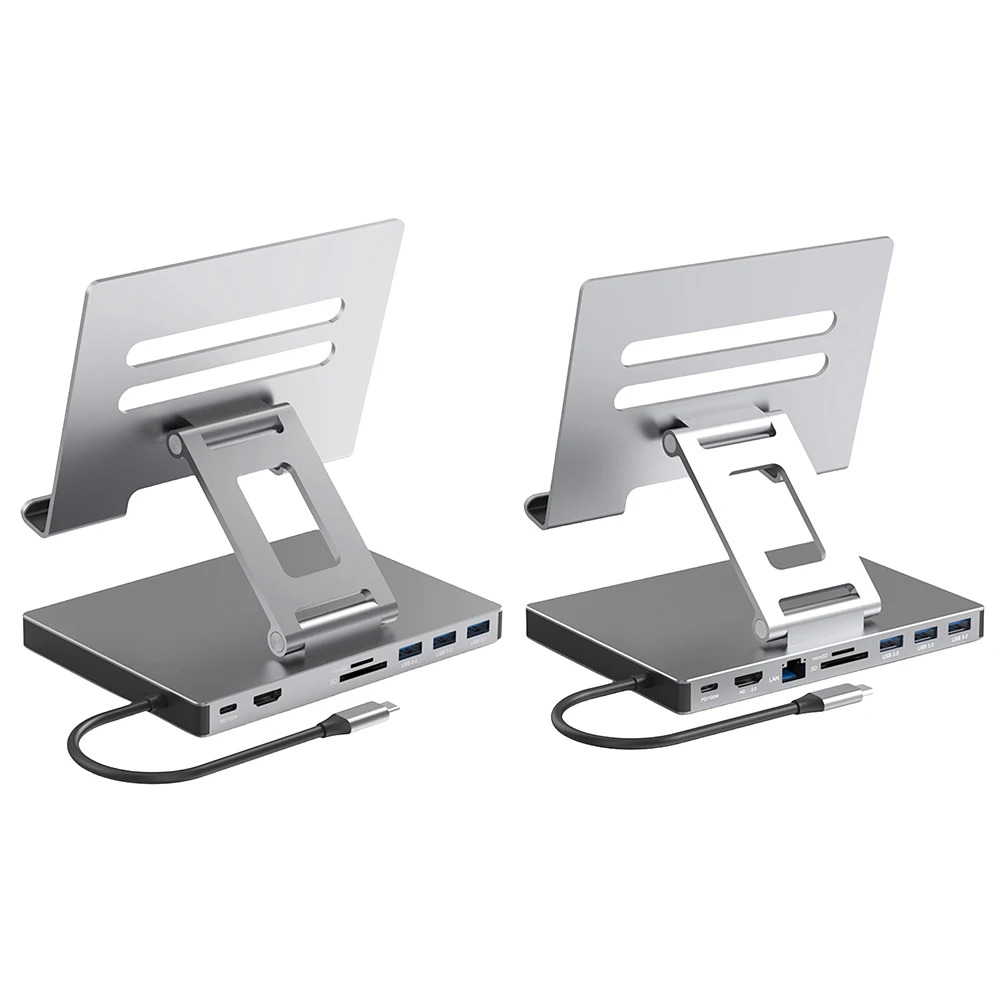 

USB 3.0-хаб, HDMI-совместимая док-станция, подставка для ноутбука, подставка из алюминиевого сплава, док-станция USB C, PD USB3.0, 4K 60HZ, слоты SD и TF