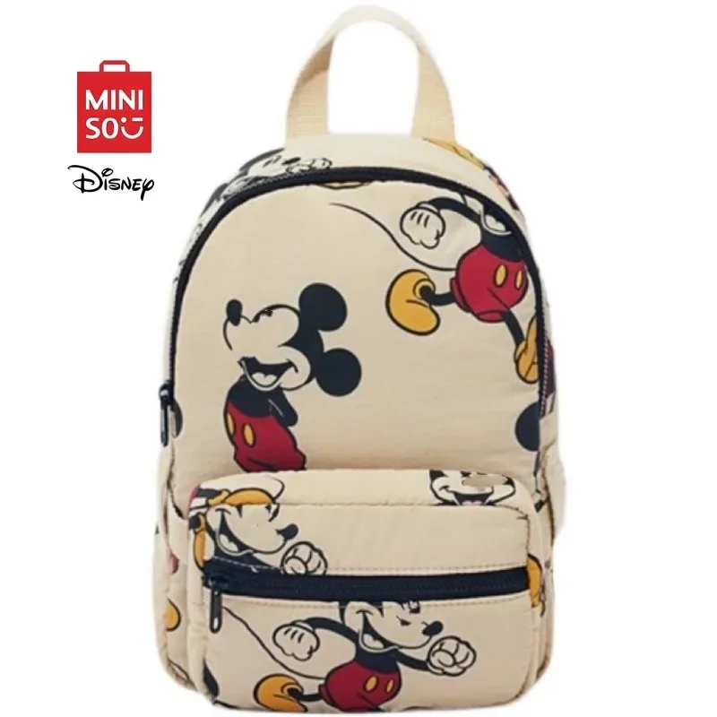 

MINISO Disney Fashion Mickey Elementary School Bag Cartoon Backpack Scalable Adjustable Double Shoulder Bag New Christmas Gift