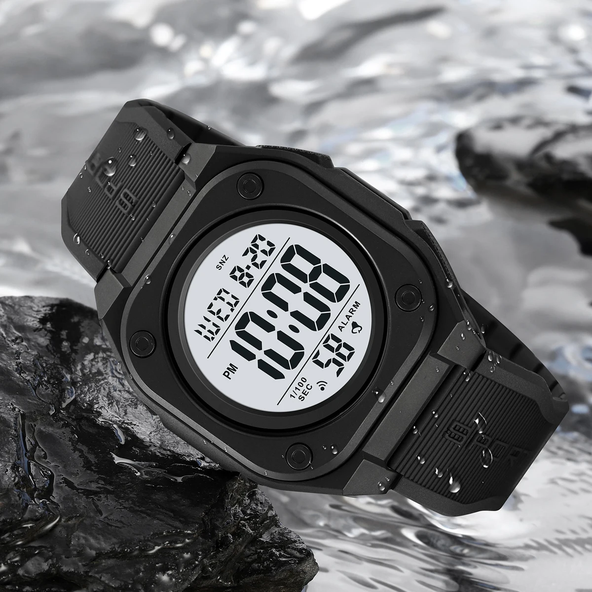 SKMEI Orologio elettronico casual Cronometro Data Settimana 5Bar Orologio da polso impermeabile Conto alla rovescia a luce LED Digitale per uomo Donna Orologi