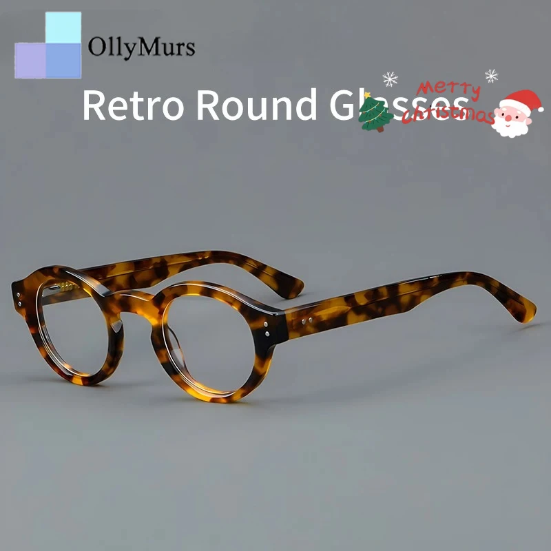 

Высококачественные ацетатные очки в стиле ретро, круглые оправы для очков для мужчин и женщин, толстые диски, персонализированные модные очки по рецепту 60023