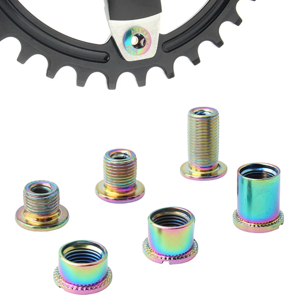 

5Pcs Bicycle Chainring Blots Screws Crankset Bolts M8 Nuts Chainring Road Bike Crankset Fixing Colorful Replacement Accessories