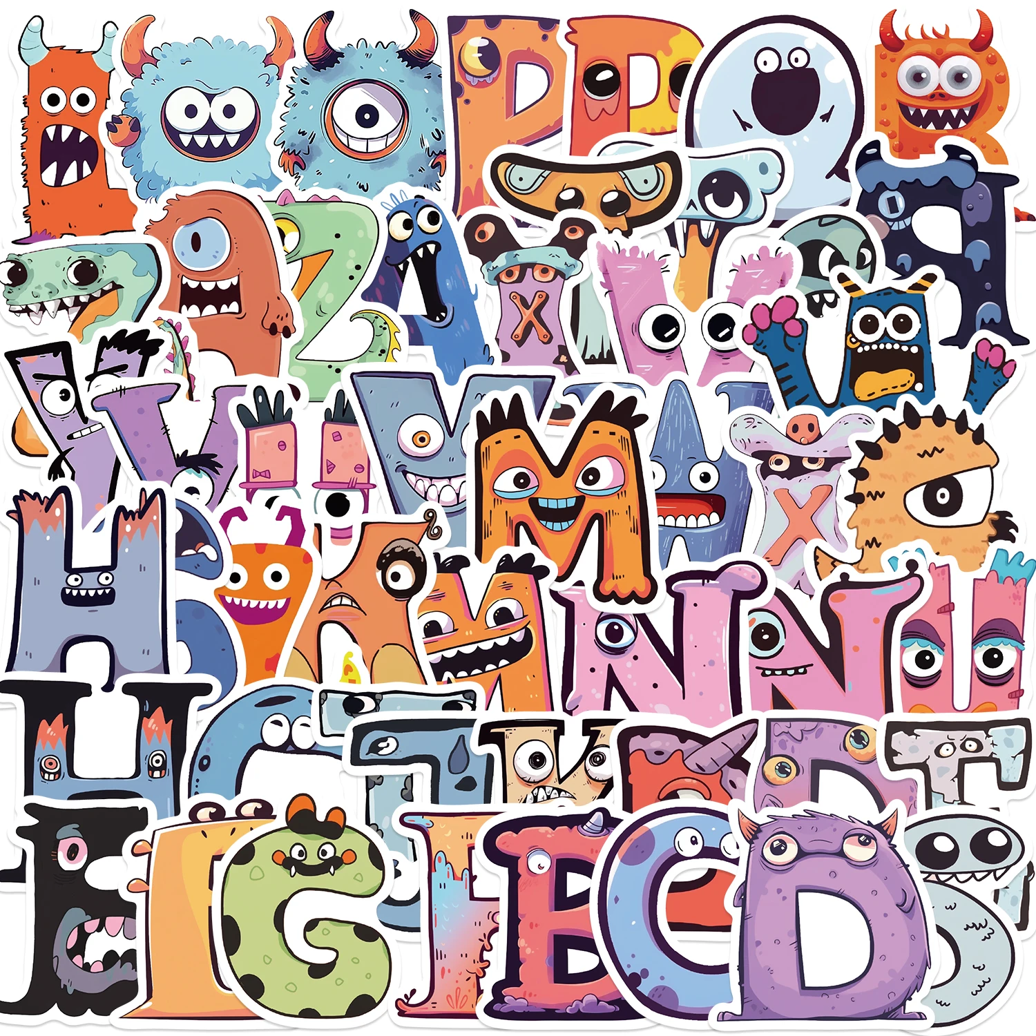 52Pcs Cartoon Game Alphabet Cute Stickers for Laptop Skateboard Motor Bike Car Fridge Guitar Waterproof Sticker Classic Toys