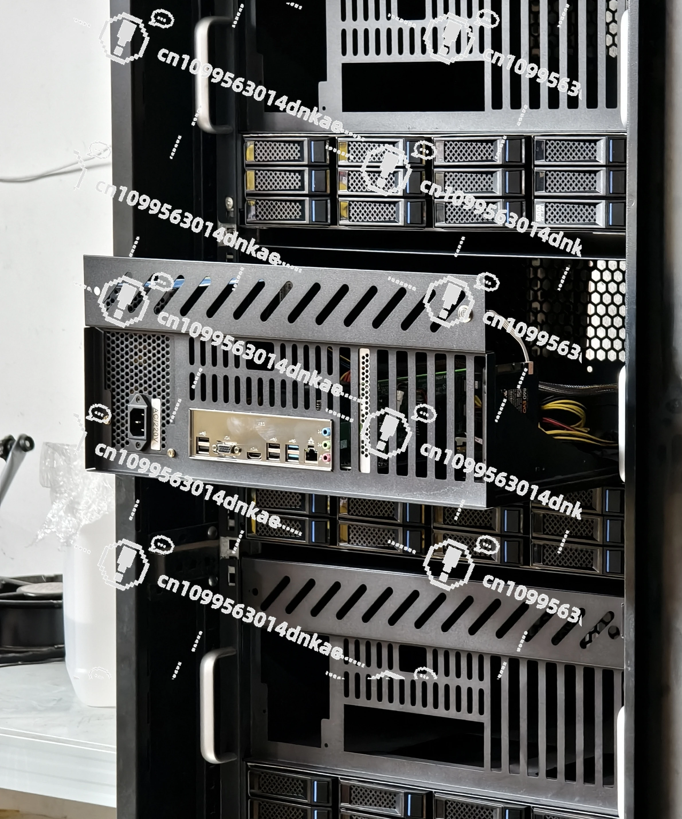 M412PC 12-disc Black Group Flying Bull NAS Storage Chassis 12G Expansion Backplane, Push-pull EATX Motherboard Front IO