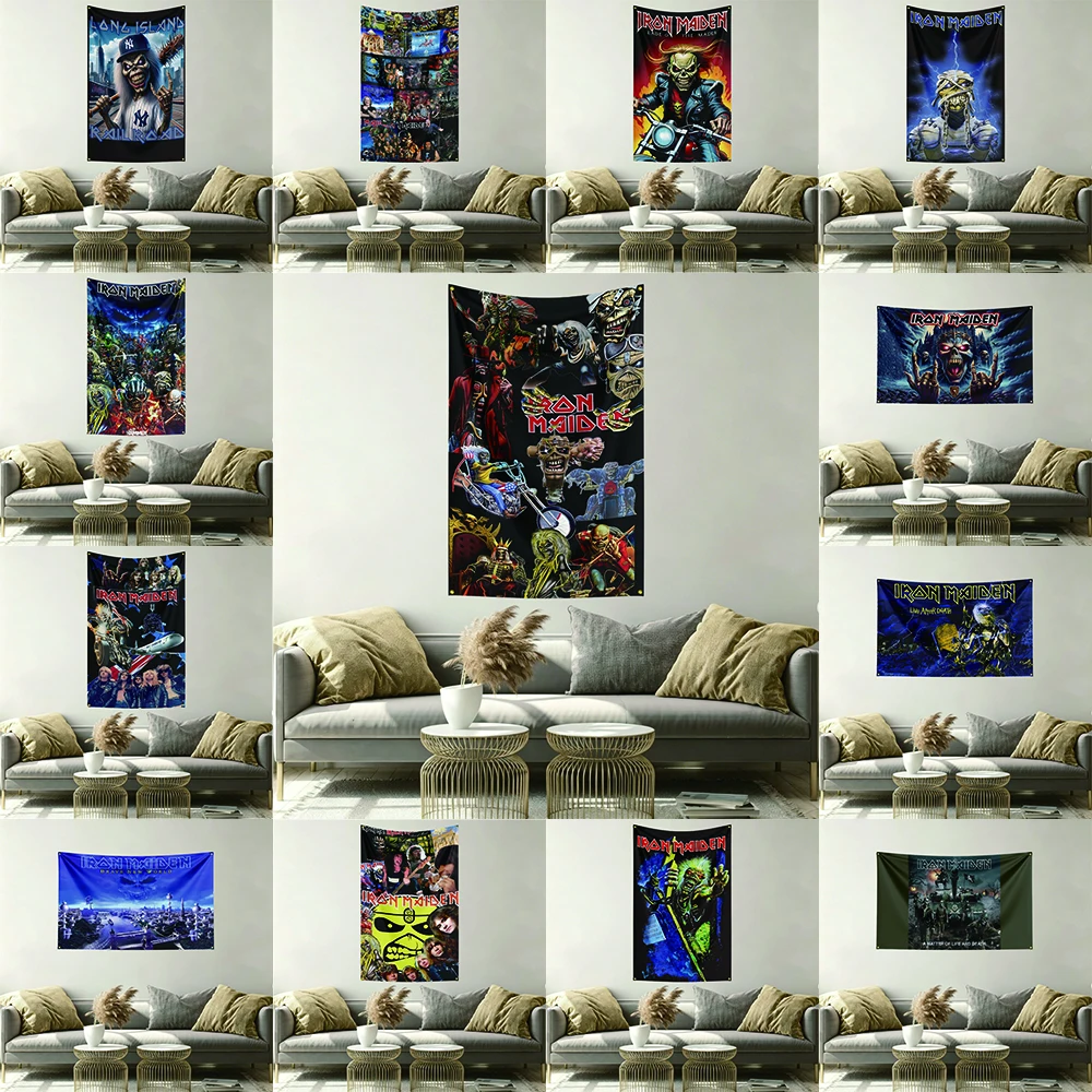 Custom I-Iron & M-Maiden Flag Banner Vivid Color Fade Resistant With Grommets Outdoor Garden Indoor Dorm Room Wall Hanging Decor