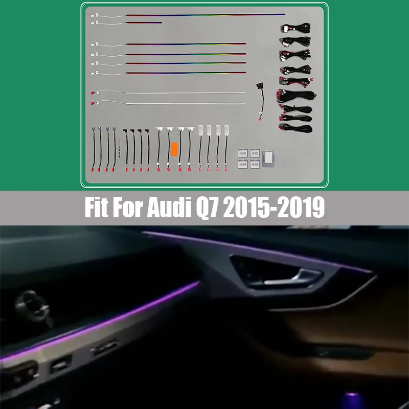 LED Version Atmosphere Light Suitable for Audi Q7 2015 2016 2017 2018 2019 Atmosphere Light Screen Control/CD Button Control