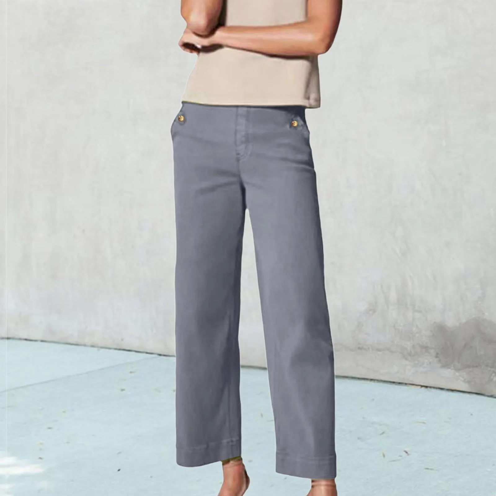 

Straight High Waist Casual Loose Women'S Pants Temperament Wide Leg Solid Color Casual Autumn Spring 2023 New Female Trouser