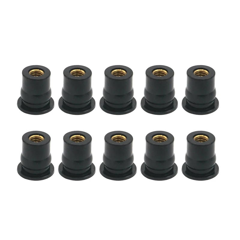 10Pcs Motorcycle M6 Rubber Well Nuts  Blind Fastener Windscreen Fairing Cowl Aluminum Moto Screws Bolts Accessories