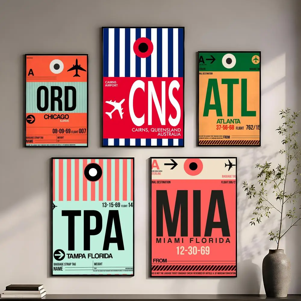 Airport Luggage Tag Classic Poster Perfect Sticker Self Adhesive for Office Home Theater Wall Art Decor Fancy Gift