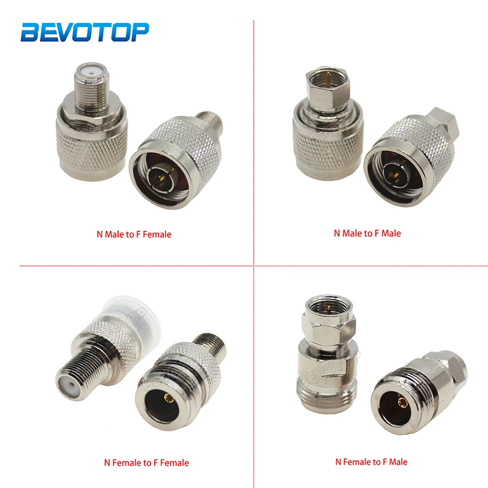 

2Pcs/Lot F TV Male Plug & Female Jack to N Male Plug & Female Jack RF Coaxial Adapter F TV to N Type Connector Test Converter