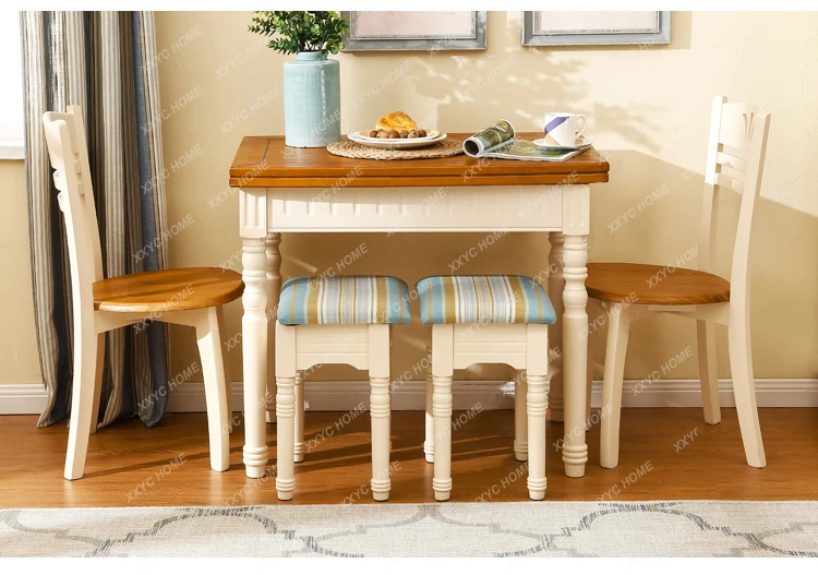 Kawaii Modern Dining Table Kitchen Chairs Unique White Wood Small Tables Restaurant Space Saving Mesas De Comedor Home Furniture